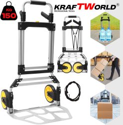 Сгъваема количка за багаж KraftWorld – Товароносимост 150 кг Сгъваема количка за багаж KraftWorld – Товароносимост 150 кг