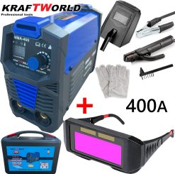 Инверторен Електрожен 400А KraftWorld + Соларни Очила – с Дисплей, Куфар, Кабели, Маска, Чукче Инверторен Електрожен 400А KraftWorld + Соларни Очила – с Дисплей, Куфар, Кабели, Маска, Чукче
