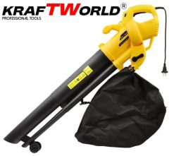 Електрически листосъбирач KraftWorld 3500W с три режима – издухване,засмукване и раздробяване