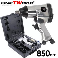 Гайковерт 1/2” 850нм комплект 17 части в куфар KraftWorld Гайковерт 1/2” 850нм комплект 17 части в куфар KraftWorld