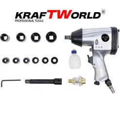 Гайковерт 1/2” 850нм комплект 17 части в куфар KraftWorld