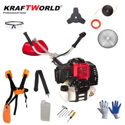 PRO 4,5kW Бензинов Тример за трева KraftWorld 74 куб. +10 ПОДАРЪКА