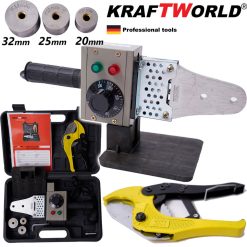 Лепачка за ППР Тръби 20-32mm KraftWorld 800W с Ножица в Пластмасов Куфар Лепачка за ППР Тръби 20-32mm KraftWorld 800W с Ножица в Пластмасов Куфар