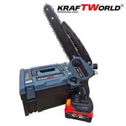 Мини резачка за клони KraftWorld 36V 8А с автоматично омасляване,две батерии и две вериги