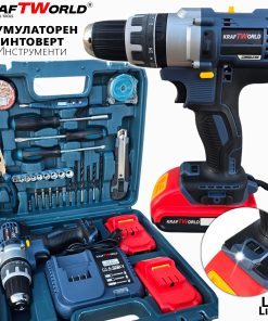 Ударен Акумулаторен Винтоверт KraftWorld – комплект с всички важни инструменти!