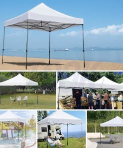 Бяла Сгъваема Градинска Шатра 3×3м тип Хармоника– стабилна, водоустойчива и лесна за разпъване