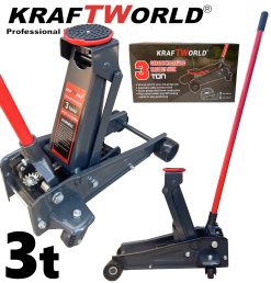 Нископрофилен хидравличен крик тип крокодил KraftWorld 3т 140-460 мм
