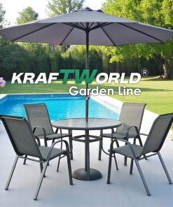 Градински Kомплект Capri – 4 Стола и кръгла Маса Kraftworld Gardenline Водоустойчив