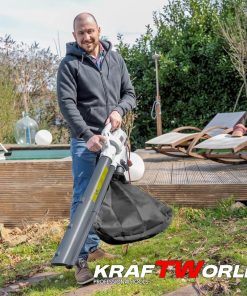 Електрически листосъбирач KraftWorld 3000W – Издухване, Засмукване, Раздробяване + Подарък втора торба