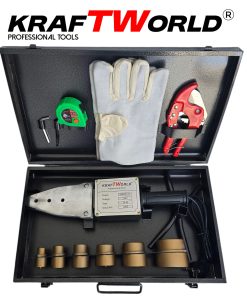 Лепачка KraftWorld 2500W за PPR тръби | Ф20–63 мм + Ножица и аксесоари в метален куфар