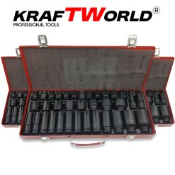 Комплект ударни вложки 35 части KraftWorld – 1/2″, 8–32 мм, шестостенни