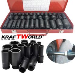 Комплект ударни вложки 35 части KraftWorld – 1/2″, 8–32 мм, шестостенни