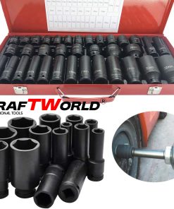 Комплект ударни вложки 35 части KraftWorld – 1/2″, 8–32 мм, шестостенни