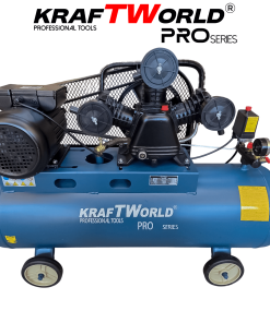 Професионален компресор за въздух KraftWorld Pro 100 литра, ремъчно задвижване