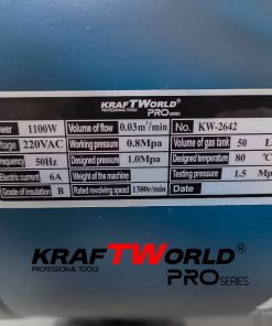 Тих Безмаслен компресор за въздух Kraftworld Pro 50L | 1100W | 0.8MPa