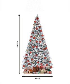 Коледна елха, в зелен цвят, със заснежена корона, с 401 клона- 150cm