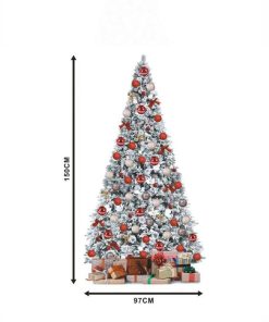 Коледна елха, в зелен цвят, със заснежена корона, с 401 клона- 150cm