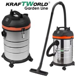 Строителна Прахосмукачка Kraftworld 30L – За Сухо и Мокро Почистване + Функция Издухване