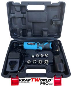 Акумулаторна ударна тресчотка 3/8″ 68Nm KraftWorld с 2 батерии12V