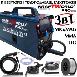KraftWorld Инверторен Телоподаващ Електрожен 3в1 MIG/MAG/TIG 250A с газ и без газ KraftWorld Инверторен Телоподаващ Електрожен 3в1 MIG/MAG/TIG 250A с газ и без газ