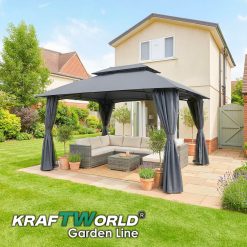 Градински шатра Palermo с мрежа против комари и завеси 3x4m KraftWorld