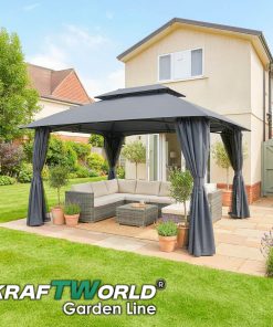 Градински шатра Palermo с мрежа против комари и завеси 3x4m KraftWorld