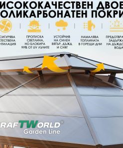 Луксозна Шатра KraftWorld Tenerife – 3×3 м с Твърд Покрив,Мрежа и Завеси