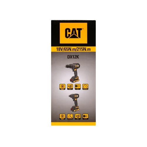 Комплект акумулаторен гайковерт + бормашина CAT DX12K 2х2Ah 18V Li-ion Комплект акумулаторен гайковерт + бормашина CAT DX12K 2х2Ah 18V Li-ion